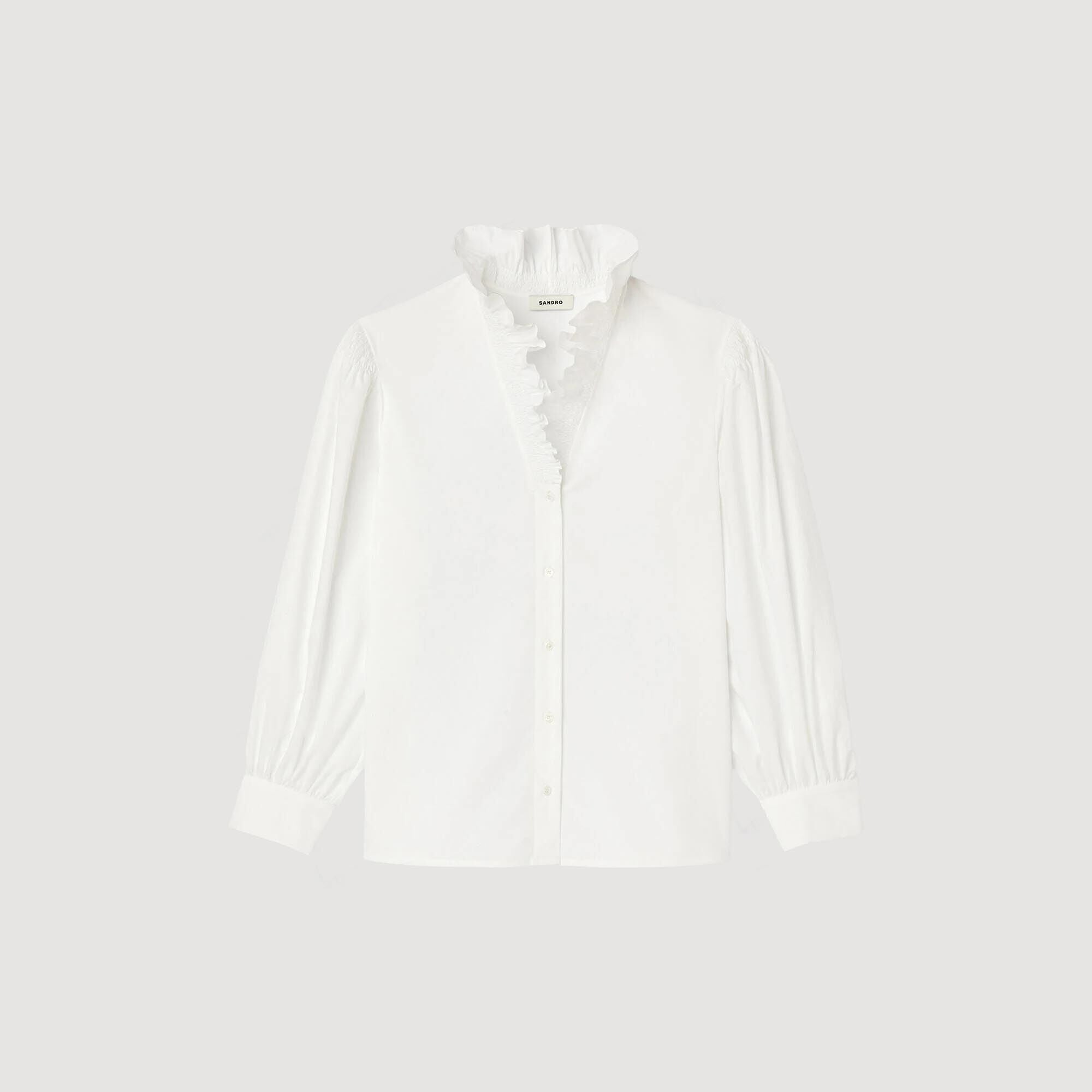 Cotton Shirt With Fancy Collar white