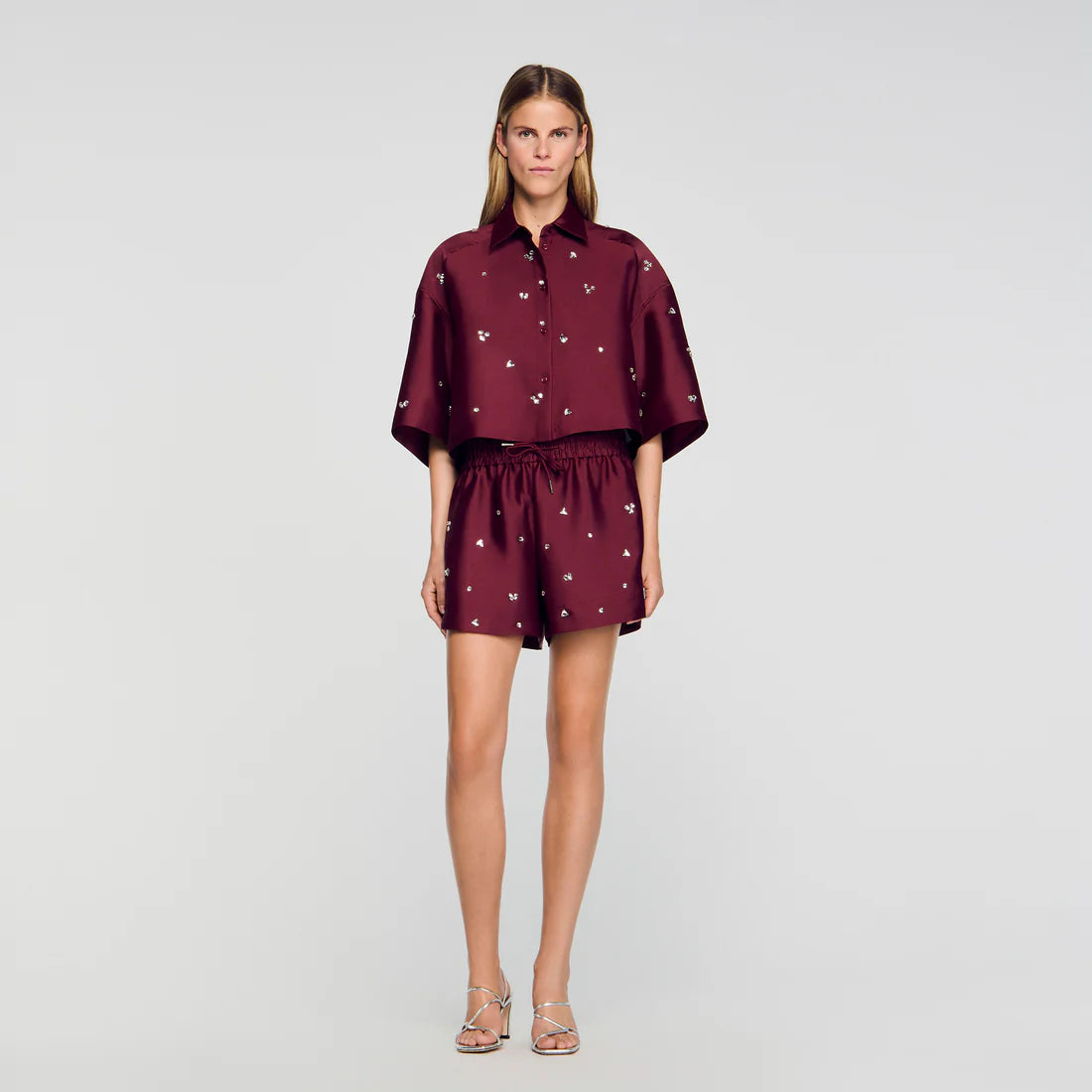 Mentissa Shirt Embellished With Rhinestones Bordeaux