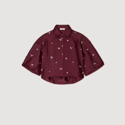 Mentissa Shirt Embellished With Rhinestones Bordeaux