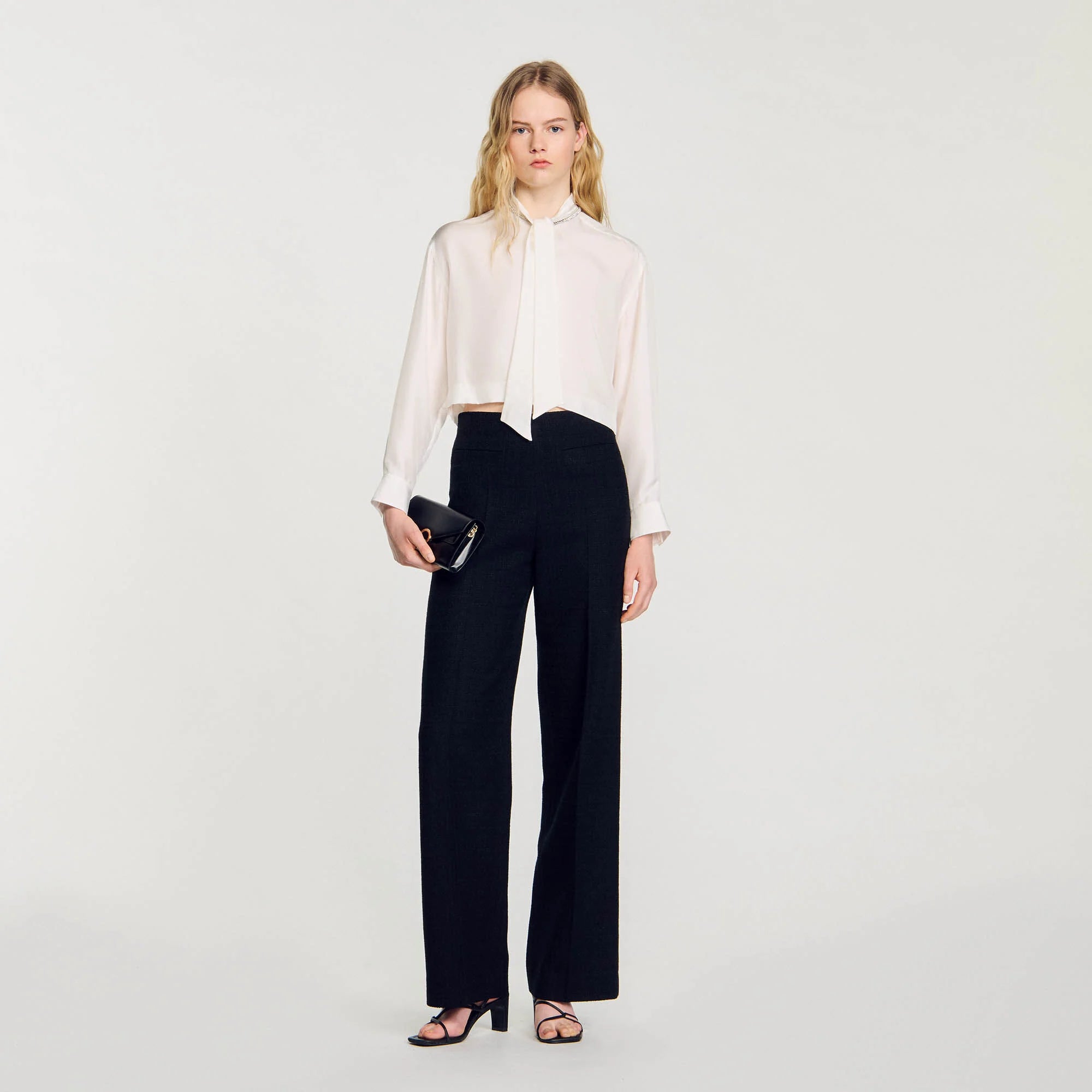 Cropped Silk Shirt Ecru