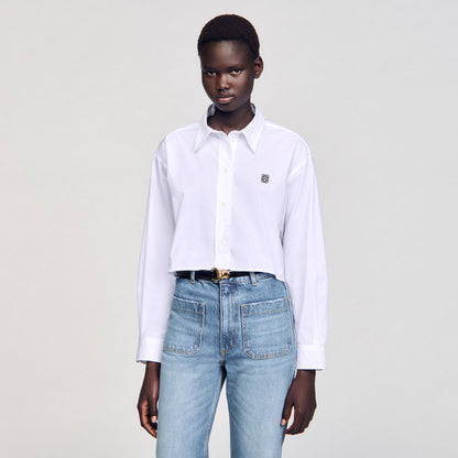 Kim Cropped Poplin Shirt White