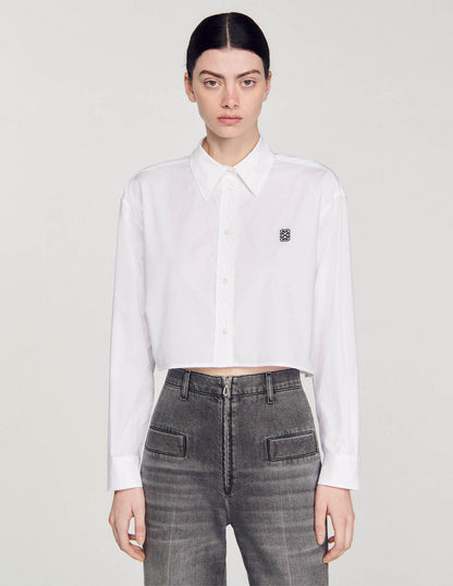 Cropped Poplin Shirt Black