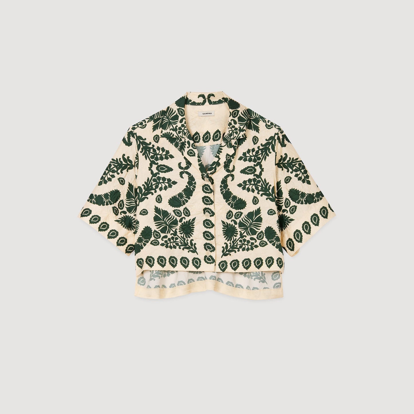 Cavaliere Floral Motif Shirt Ecru / Green