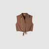 Tel Rhinestone Cropped Shirt Brown