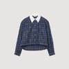 Rhinestone Check Shirt Blue