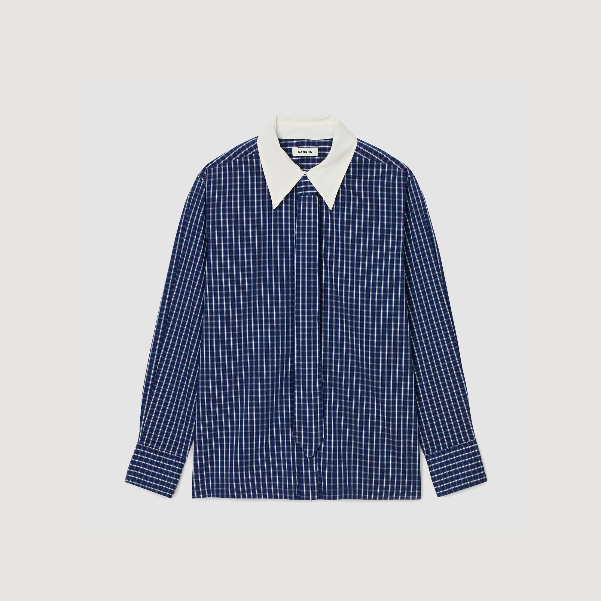 Eulalie Check Shirt With Tie Blue / Black