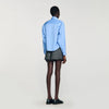 Seraphine Cropped Shirt With Detachable Tie Blue