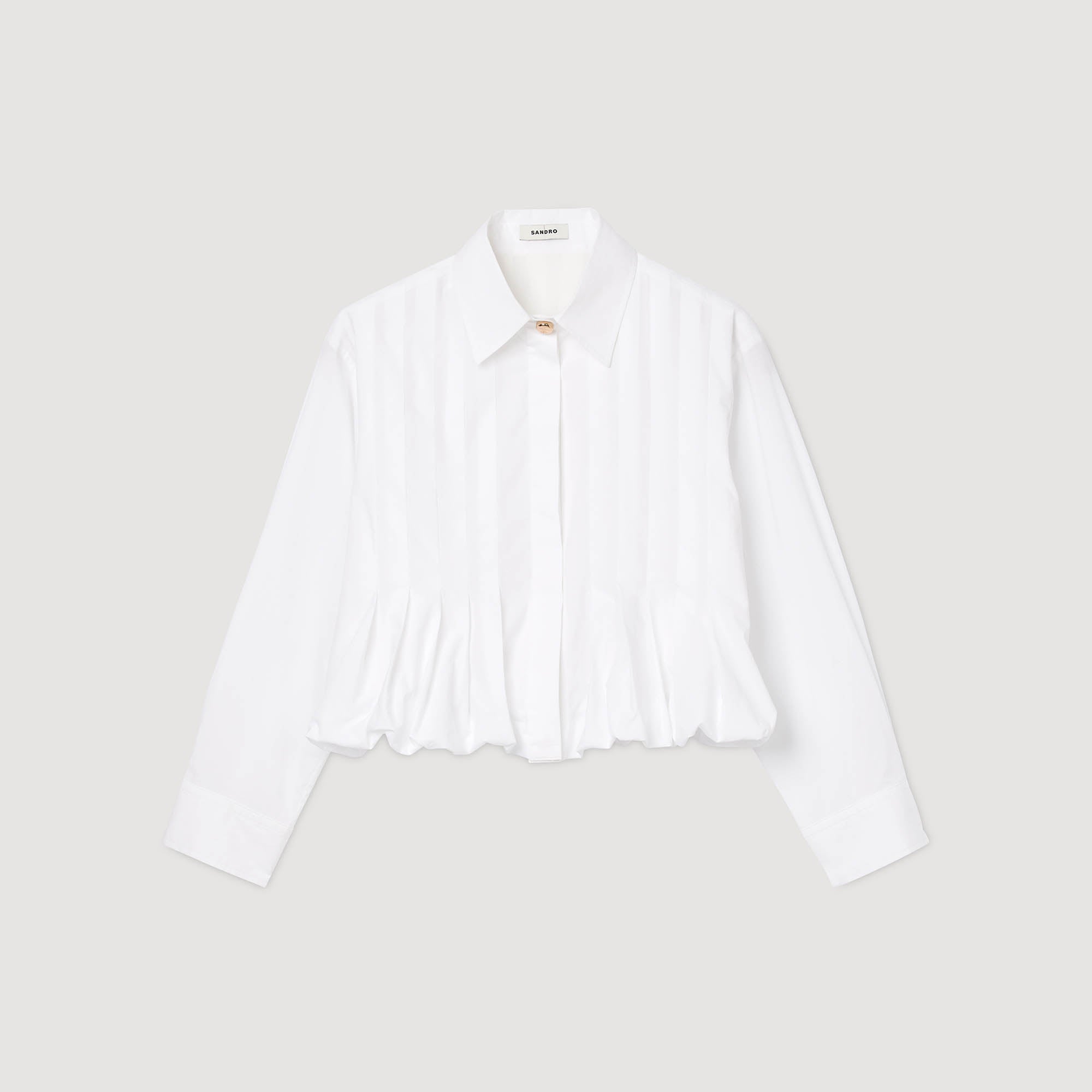 Pleated Cropped Shirt White