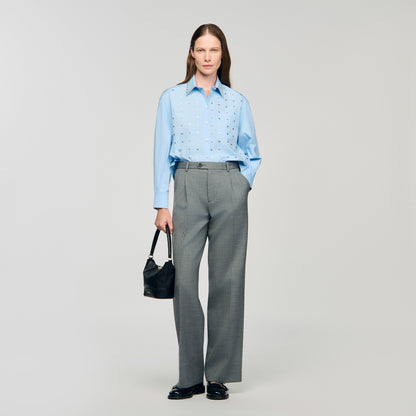 Eloane Rhinestone shirt Sky Blue