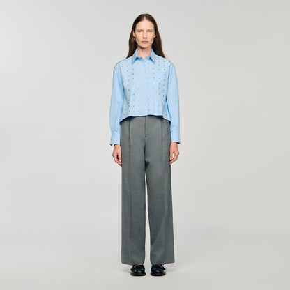 Eloane Rhinestone shirt Sky Blue