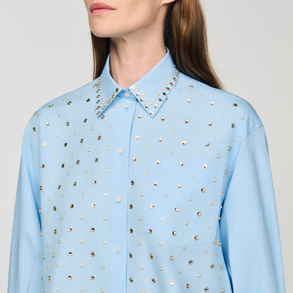 Eloane Rhinestone shirt Sky Blue
