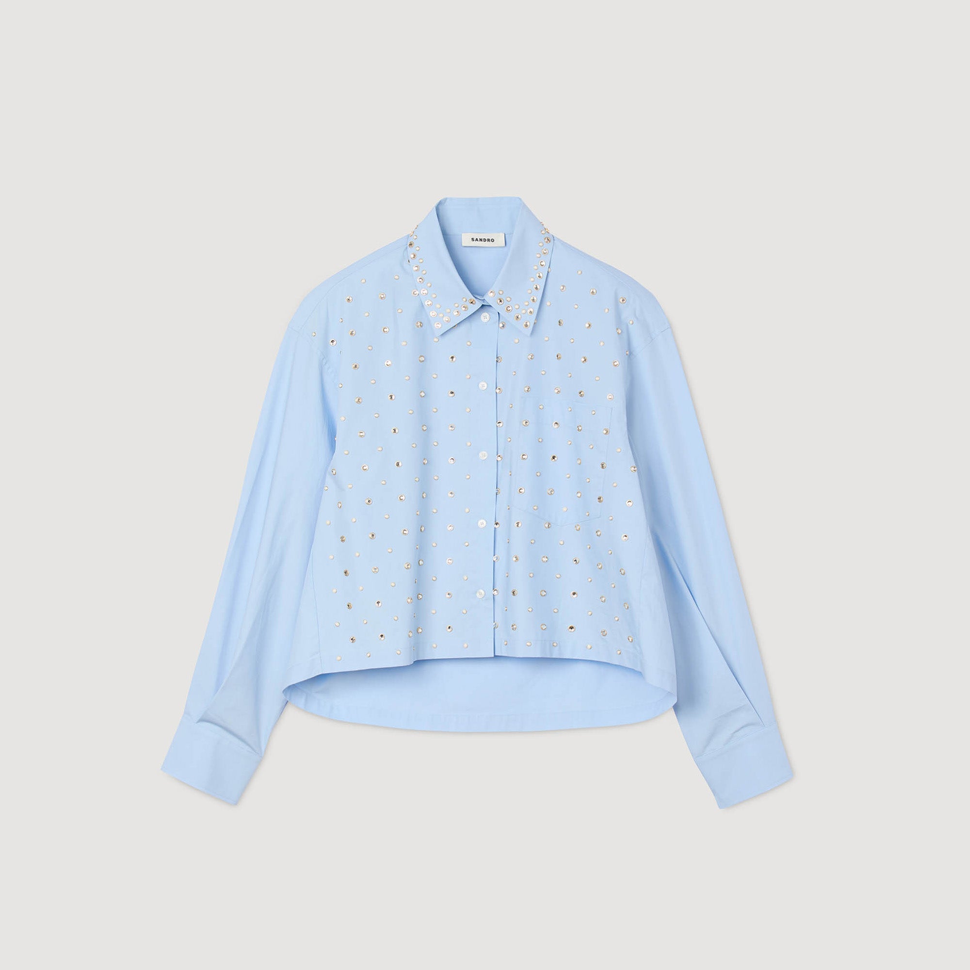 Eloane Rhinestone shirt Sky Blue