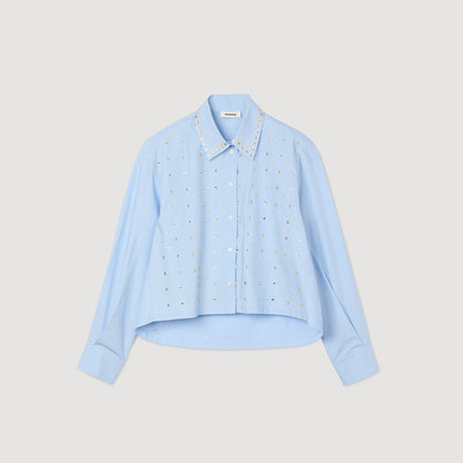 Eloane Rhinestone shirt Sky Blue