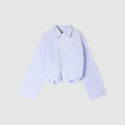 Jannat Cropped Striped Shirt Blu / White