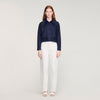 Tiana Floral Embroidered Cotton Shirt Navy Blue