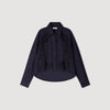 Tiana Floral Embroidered Cotton Shirt Navy Blue