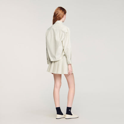 Cassiopee Striped Rhinestone Shirt Ecru