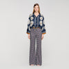 Dahlia Floral Print Silk Shirt Deep Blue / Ocher