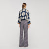Dahlia Floral Print Silk Shirt Deep Blue / Ocher