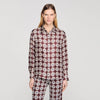 Dorina Floral Print Silk Shirt Marron / Bleu