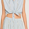 Lucio Cropped Striped Rhinestone Shirt Blue