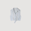 Lucio Cropped Striped Rhinestone Shirt Blue
