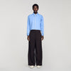 Julianna Cropped Logo Zip Cotton Shirt Blue