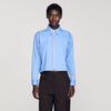 Julianna Cropped Logo Zip Cotton Shirt Blue