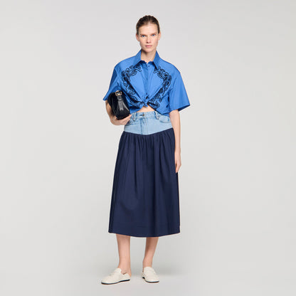 Eliora Embroidered And Beaded Shirt BLUE