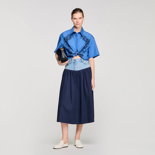 Eliora Embroidered And Beaded Shirt BLUE