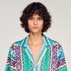 Solange Flower Print Shirt Green / Purple