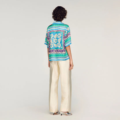 Solange Flower Print Shirt Green / Purple