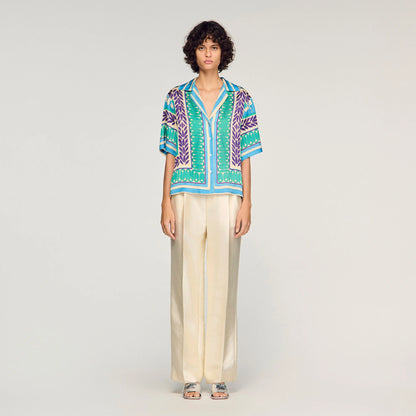 Solange Flower Print Shirt Green / Purple
