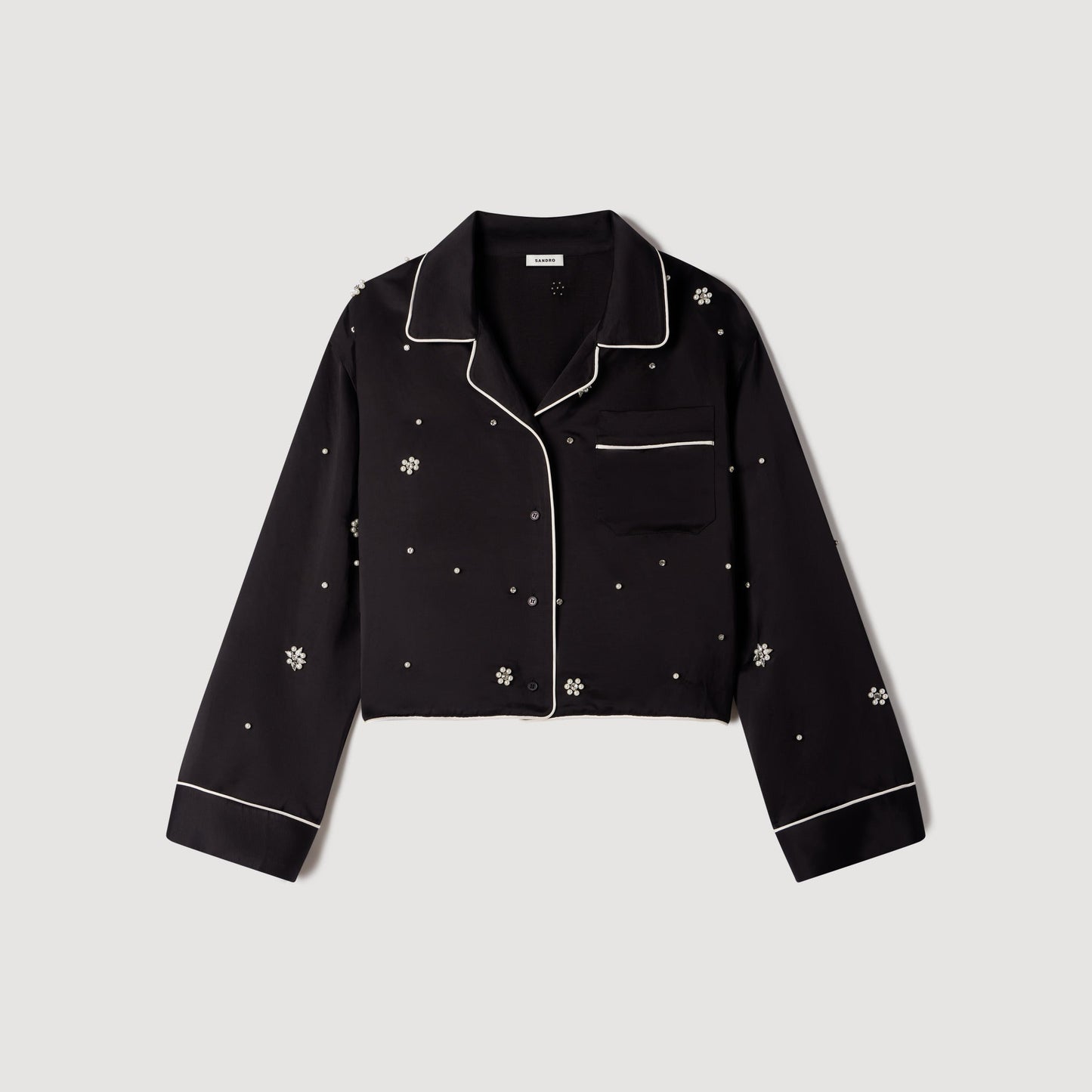 Nerissea  Shirt with beads & rhinestones  Black