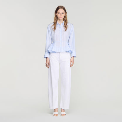 Coralya Striped peplum shirt Sky Blue