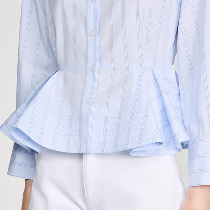 Coralya Striped peplum shirt Sky Blue