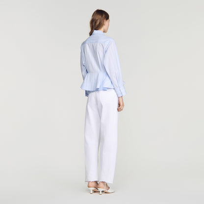Coralya Striped peplum shirt Sky Blue