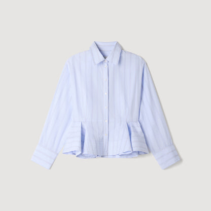 Coralya Striped peplum shirt Sky Blue