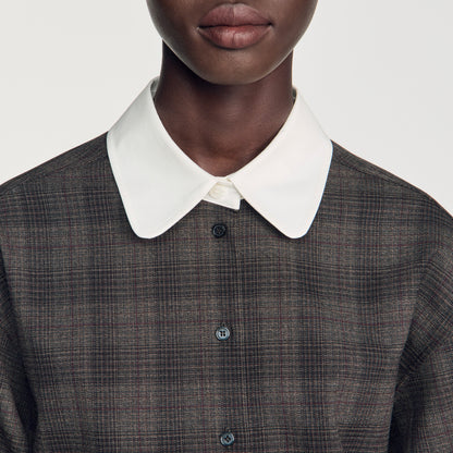 Dakota Check shirt with contrast collar Dark Grey