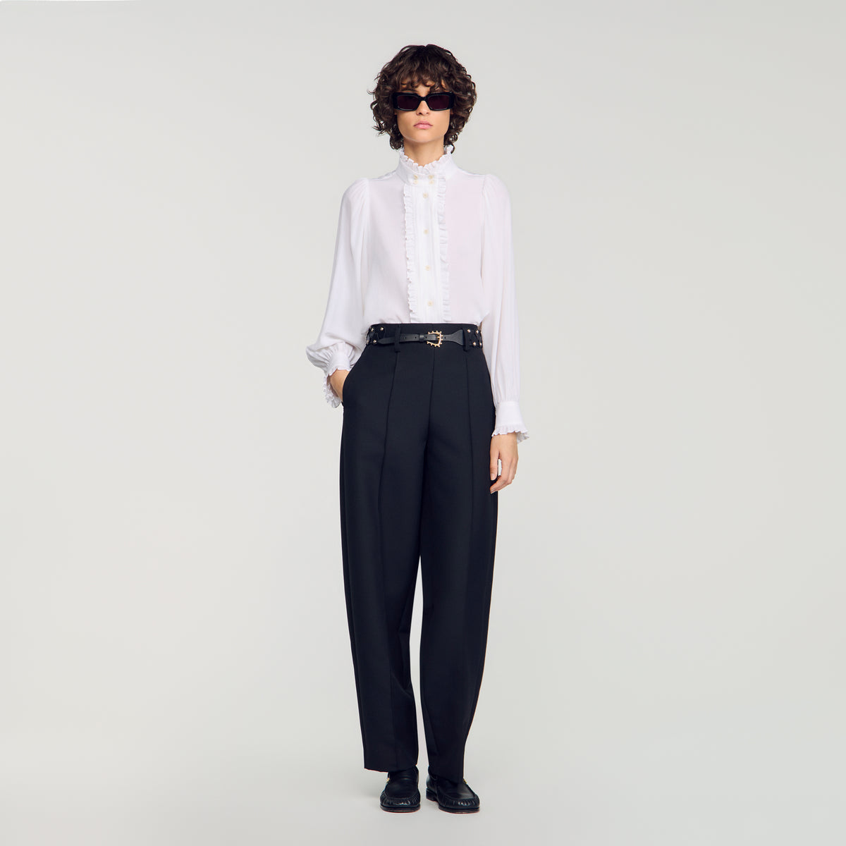 Hortense Silk shirt with gathered collar White