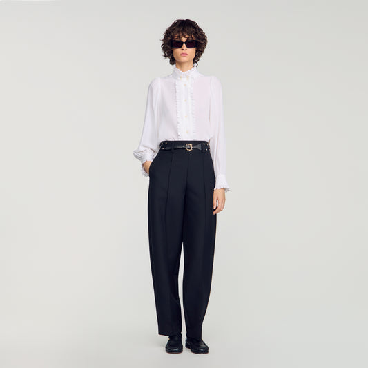 Hortense Silk shirt with gathered collar White