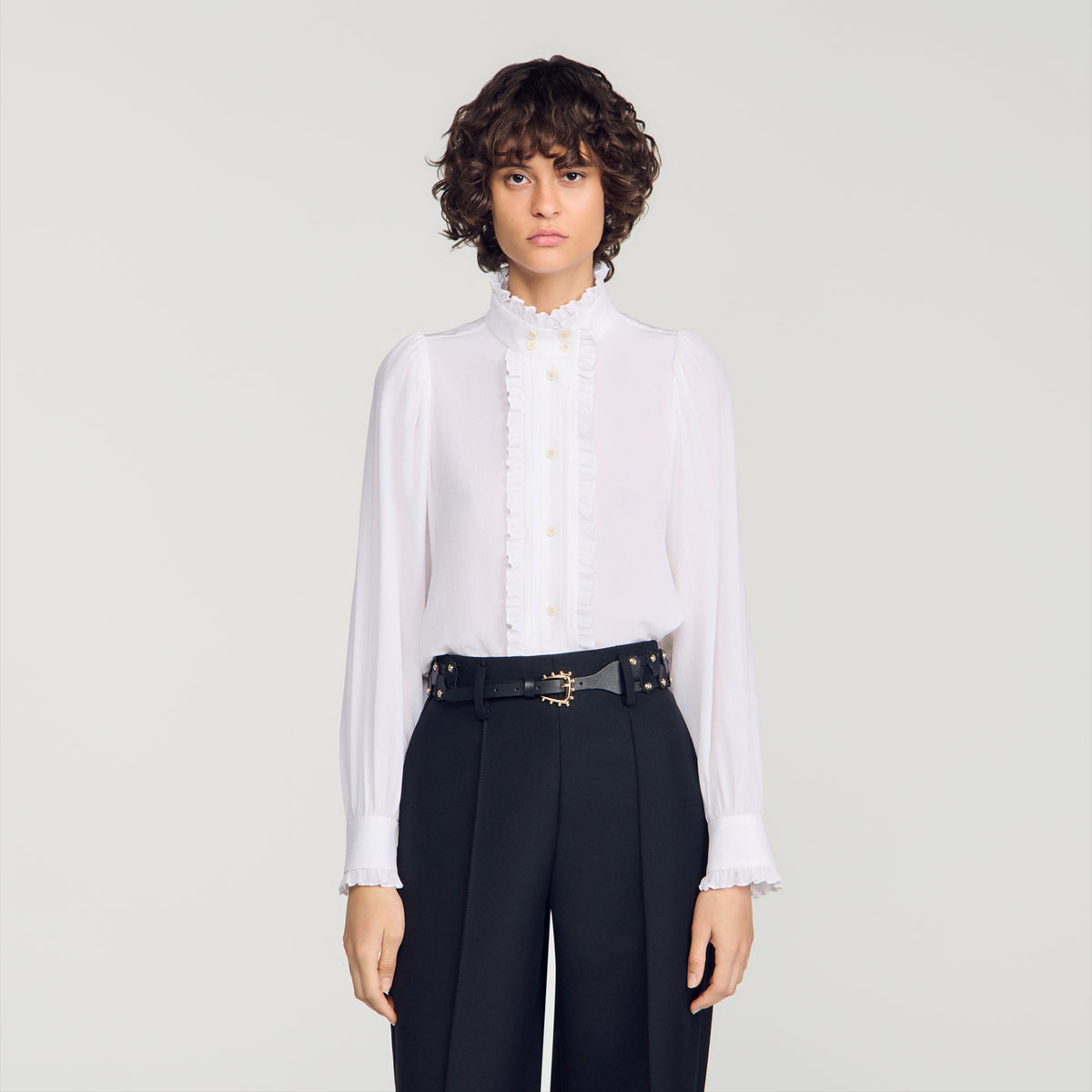 Hortense Silk shirt with gathered collar White