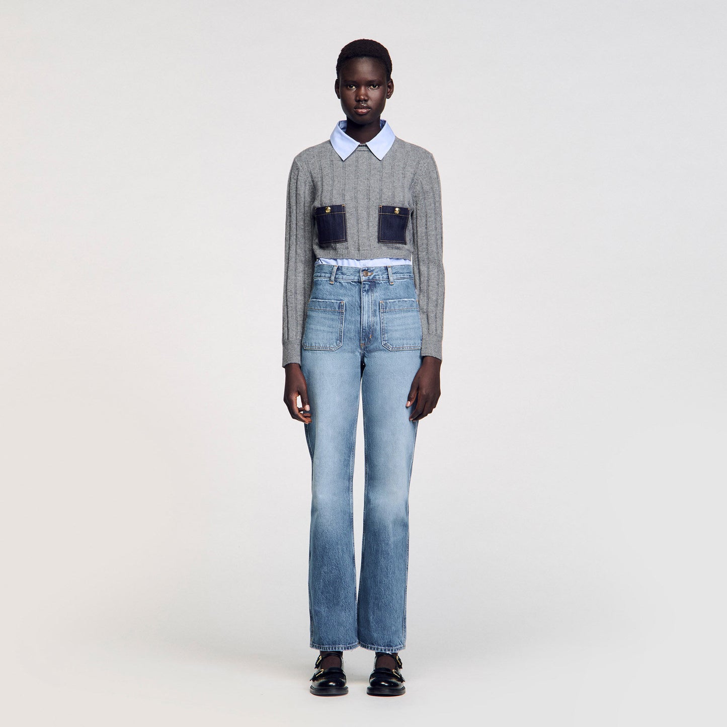 Moore Flared Faded Jeans Blue Jeans