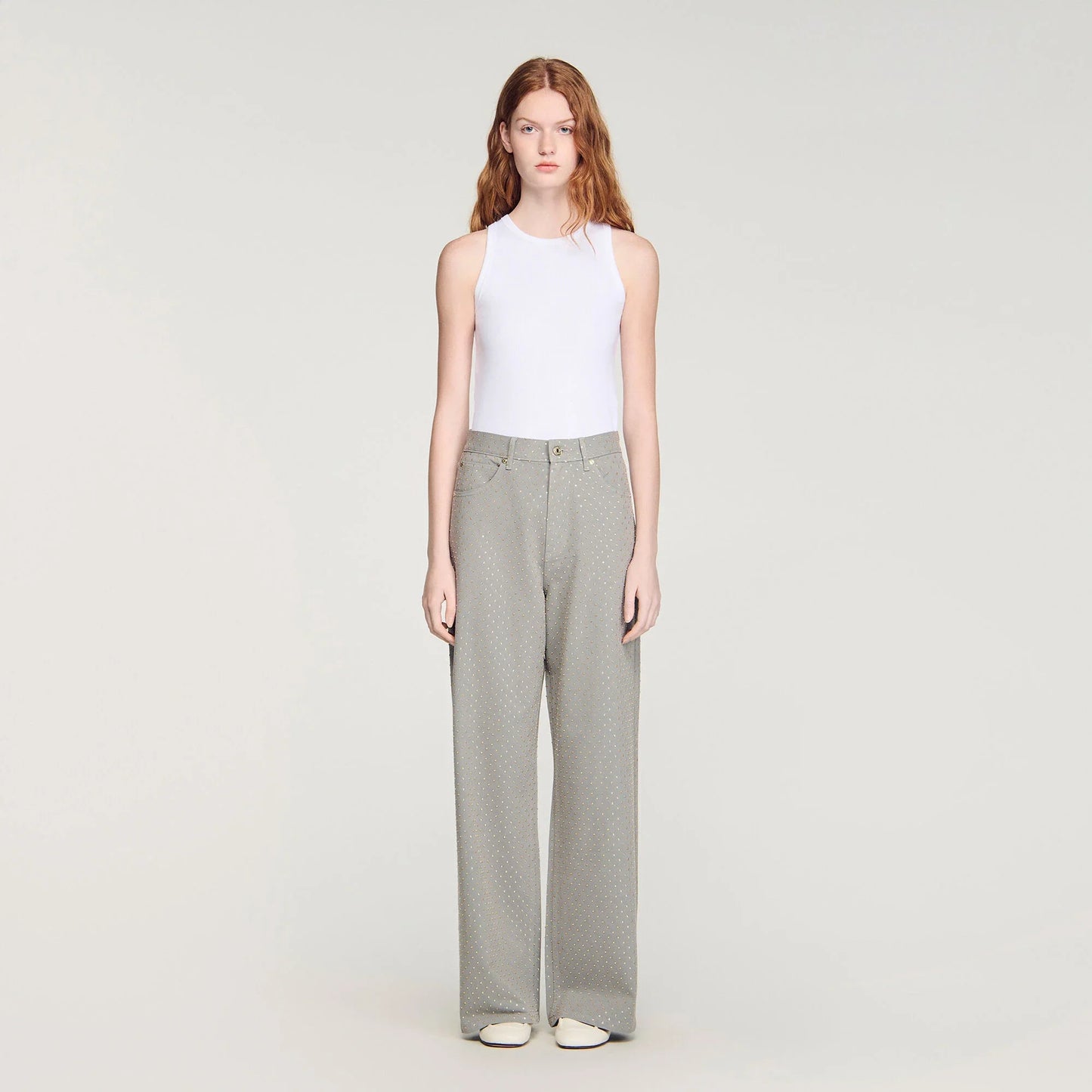 Golden Rhinestone Jeans Grey