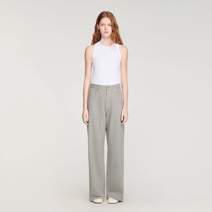 Golden Rhinestone Jeans Grey