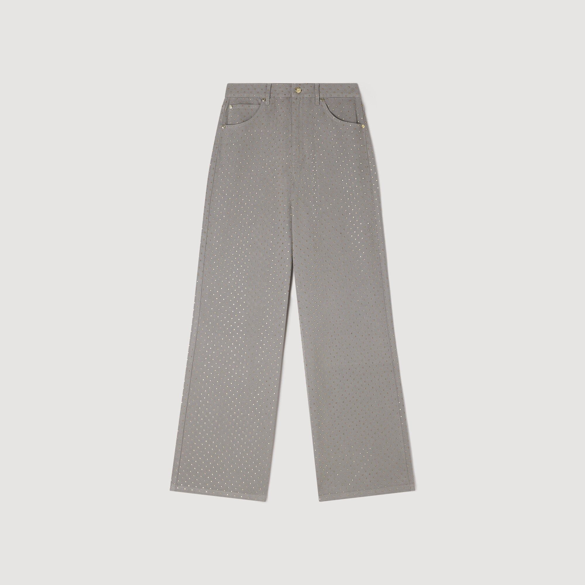 Golden Rhinestone Jeans Grey