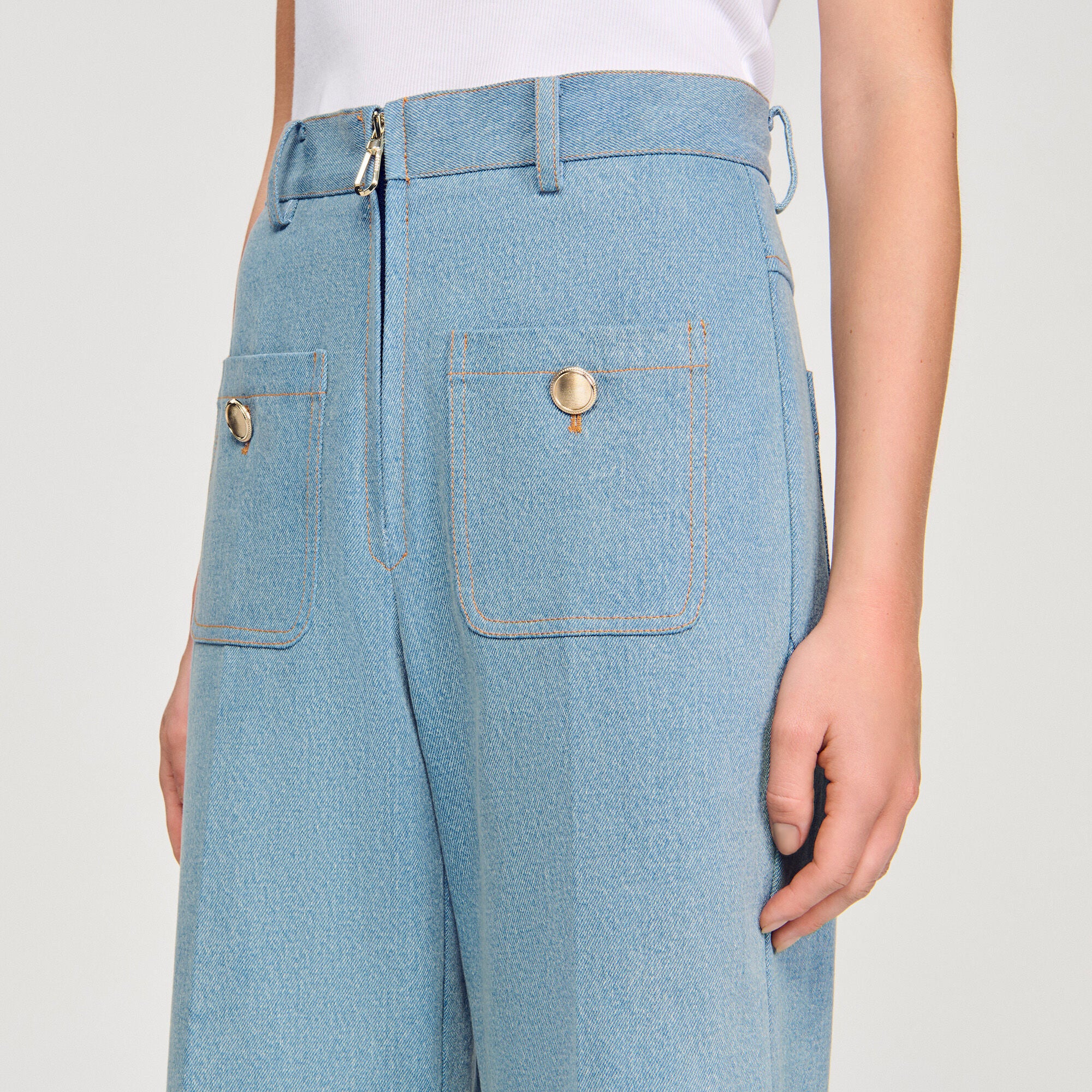 Eliam Faded High-Rise Wide-Leg Jeans Blue Jean