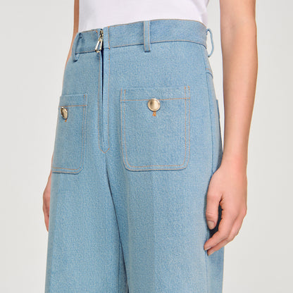 Eliam Faded High-Rise Wide-Leg Jeans Blue Jean