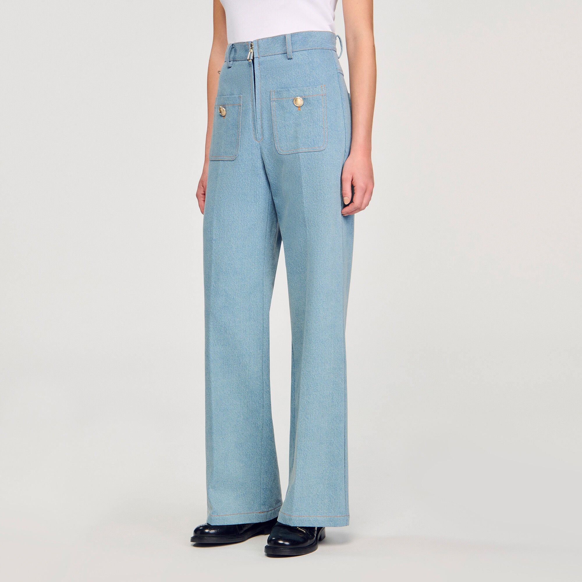 Eliam Faded High-Rise Wide-Leg Jeans Blue Jean