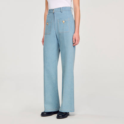Eliam Faded High-Rise Wide-Leg Jeans Blue Jean